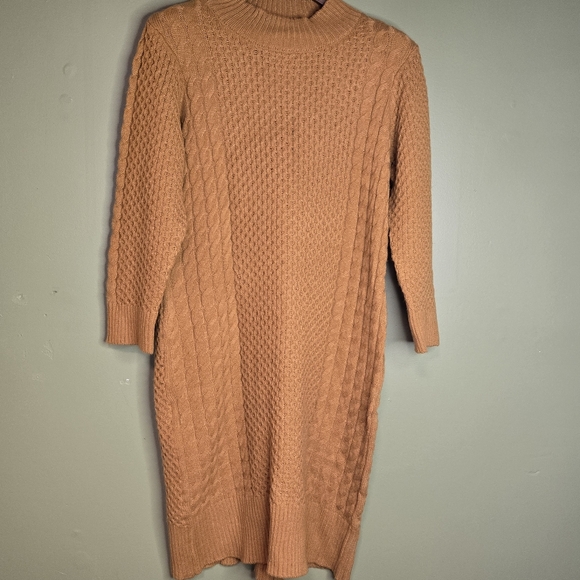 Sandra Darren Dresses & Skirts - Sandra Darren Women's Sweater Dress XL Burnt Orange Cable‎ Knit Thick